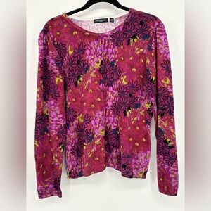 NOTATIONS Floral Print Long Sleeve Cardigan Women’s Petite Large